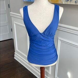 J. Crew Blue Ruched Swim Fitted Tank Swim